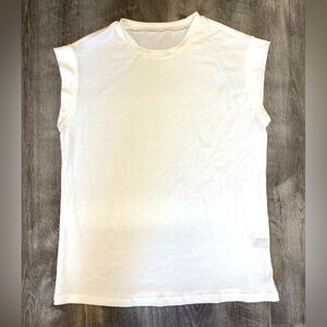 White cap sleeve billowy shirt